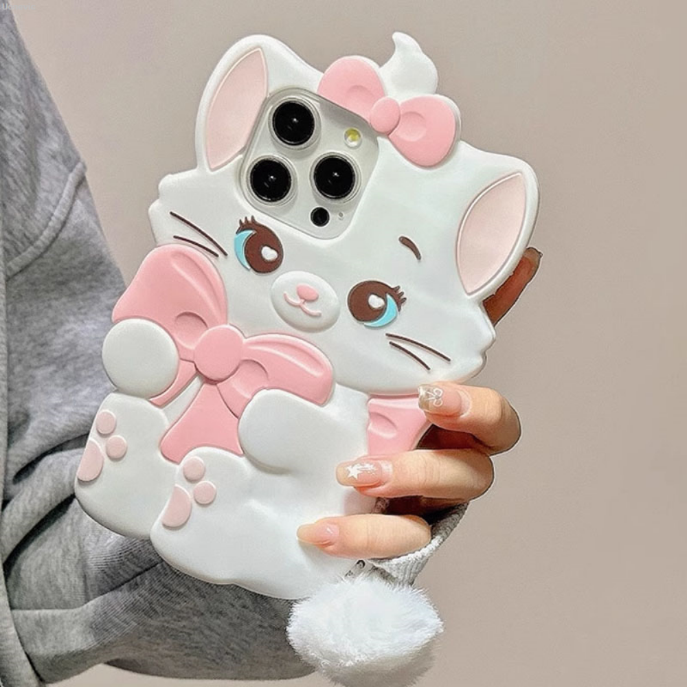Cute 3D Cat Bow Phone Case – Adorable & Stylish