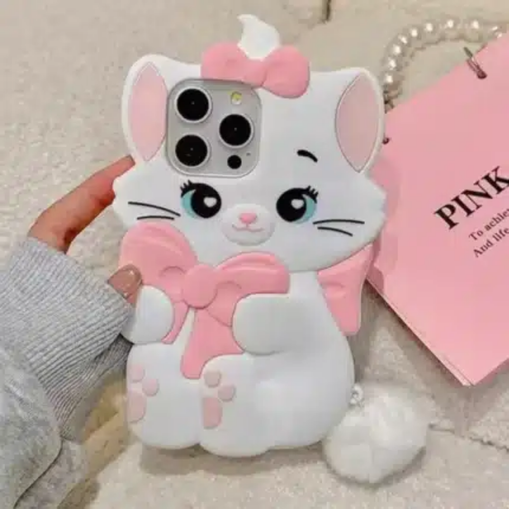 Cute 3D Cat Bow Phone Case – Adorable & Stylish