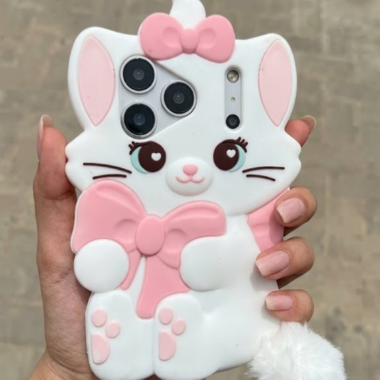 Cute 3D Cat Bow Phone Case – Adorable & Stylish